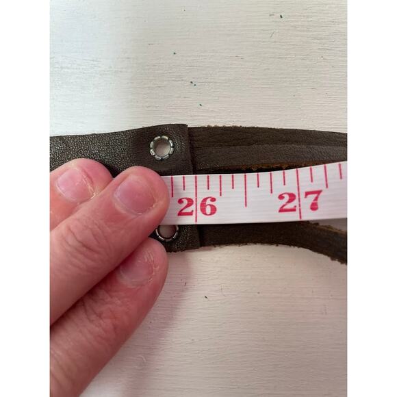 Vintage Leather Eyelet Brown Fringe Belt Renaissance Folk Band Western Strap - Picture 6 of 6